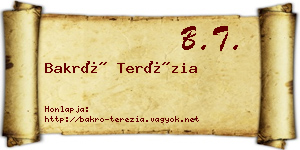 Bakró Terézia névjegykártya